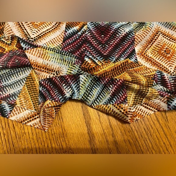 I.Q. Authentic Brand Colorful Diamond Textured Tie Neck Beaded Ring Romper - Picture 7 of 16